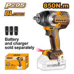 Ingco CIWLI20851 Cordless Li-Ion BL Impact Wrench 1/2" DR. 20V (Bare) | Ingco by KHM Megatools Corp.