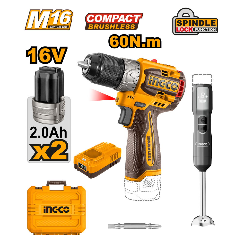 Ingco CKLI1628 Cordless Drill and Hand Blender Combo Kit 2PCS 16V 2.0AH | Ingco by KHM Megatools Corp.