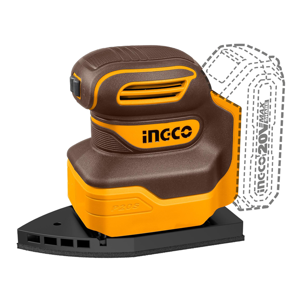Ingco CPSLI2014 Cordless Li-Ion Palm Sander 20V (Bare) | Ingco by KHM Megatools Corp. Ingco CPSLI2014 Cordless Li-Ion Palm Sander 20V (Bare) | Ingco by KHM Megatools Corp.