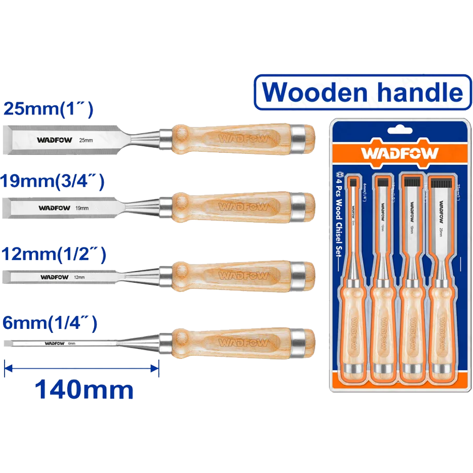 Wadfow WWC3214 Wood Chisel Set 4Pcs | Wadfow by KHM Megatools Corp. Wadfow WWC3214 Wood Chisel Set 4Pcs | Wadfow by KHM Megatools Corp.