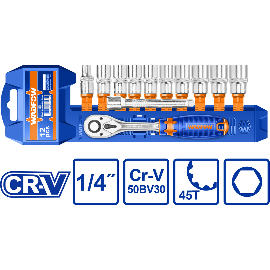 Wadfow WST4212 Socket Wrench 12Pcs Set 1/4" | Wadfow by KHM Megatools Corp. Wadfow WST4212 Socket Wrench 12Pcs Set 1/4" | Wadfow by KHM Megatools Corp.
