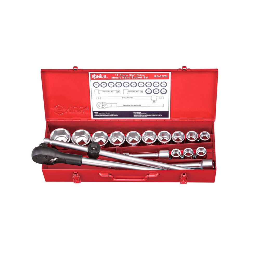Genius GS-617M 3/4" Drive (21-50mm) Socket Wrench Set 17pcs | UT by KHM Megatools Corp.