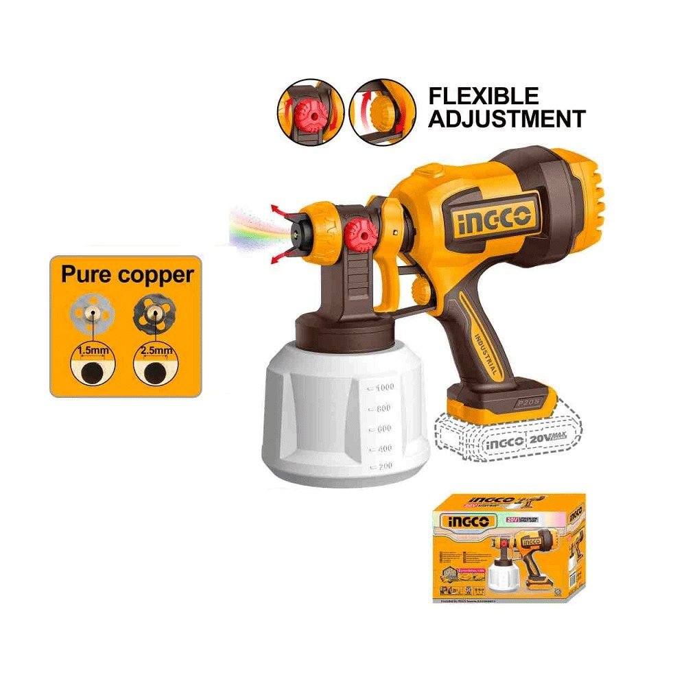 Ingco CSGLI2004 20V Cordless Paint Spray Gun (Bare) | Ingco by KHM Megatools Corp.