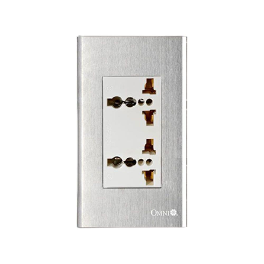 Omni SP3-WU2 Duplex Universal Outlet w/ Ground in Stainless Plate 16A | Omni by KHM Megatools Corp.
