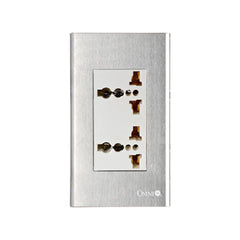Omni SP3-WU2 Duplex Universal Outlet w/ Ground in Stainless Plate 16A | Omni by KHM Megatools Corp.