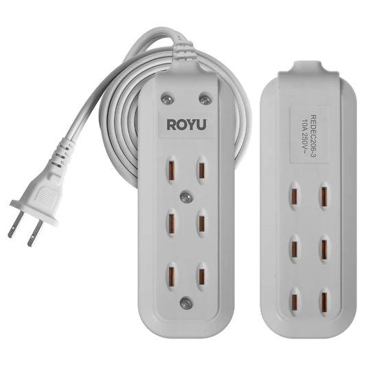 Royu REDEC206-9 ( 3+3 Gang ) Flat Pin Outlet 10A (9 Meters) | Royu by KHM Megatools Corp.
