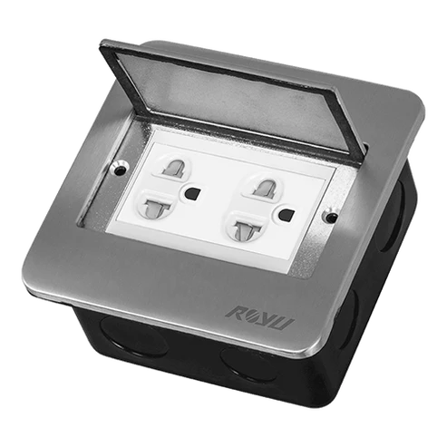 Royu RWF52 Square Floor Receptacle with Duplex Universal Outlet with Ground & Shutter (Wide) | Royu by KHM Megatools Corp.