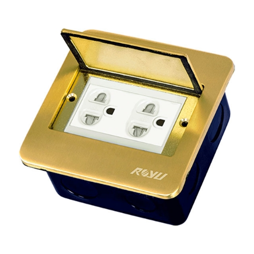 Royu RWF62 Square Floor Receptacle with Duplex Universal Outlet with Ground & Shutter (Wide) | Royu by KHM Megatools Corp. Royu RWF62 Square Floor Receptacle with Duplex Universal Outlet with Ground & Shutter (Wide) | Royu by KHM Megatools Corp.