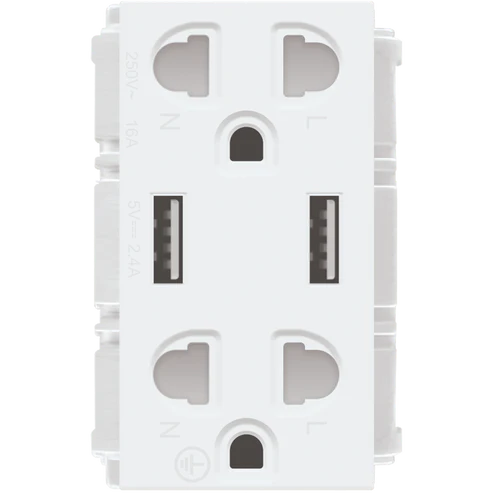 Royu RWO12 Duplex Universal Outlet with 2 USB Ports 16A (Wide) | Royu by KHM Megatools Corp.