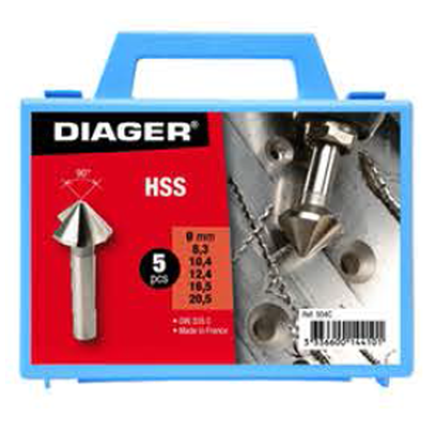 Diager 504C HSS Metal 90° Countersink Drill Bit Set 5Pcs | Diager by KHM Megatools Corp. Diager 504C HSS Metal 90° Countersink Drill Bit Set 5Pcs | Diager by KHM Megatools Corp.