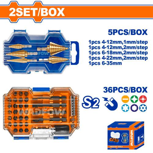 Wadfow WJD0371 Step Drill Bits & Impact Screwdriver Bits Combo Set | Wadfow by KHM Megatools Corp.