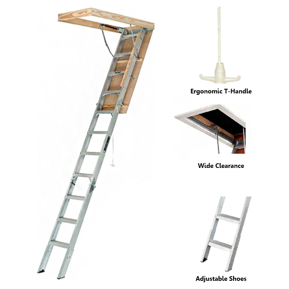 Louisville AL2240MG Aluminum Attic Ladder "Elite" 375Lbs. 22" (AA2240MG) | Louisville by KHM Megatools Corp.