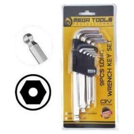 Megatools MLWK9SH 9pcs Long Hex Key Wrench Set (Ball End) - KHM Megatools Corp. Megatools MLWK9SH 9pcs Long Hex Key Wrench Set (Ball End) - KHM Megatools Corp.