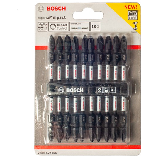 Bosch PH2 Impact Double Ended Screwdriver Bit Set 10Pcs 110MM (2608522406) | Bosch by KHM Megatools Corp.