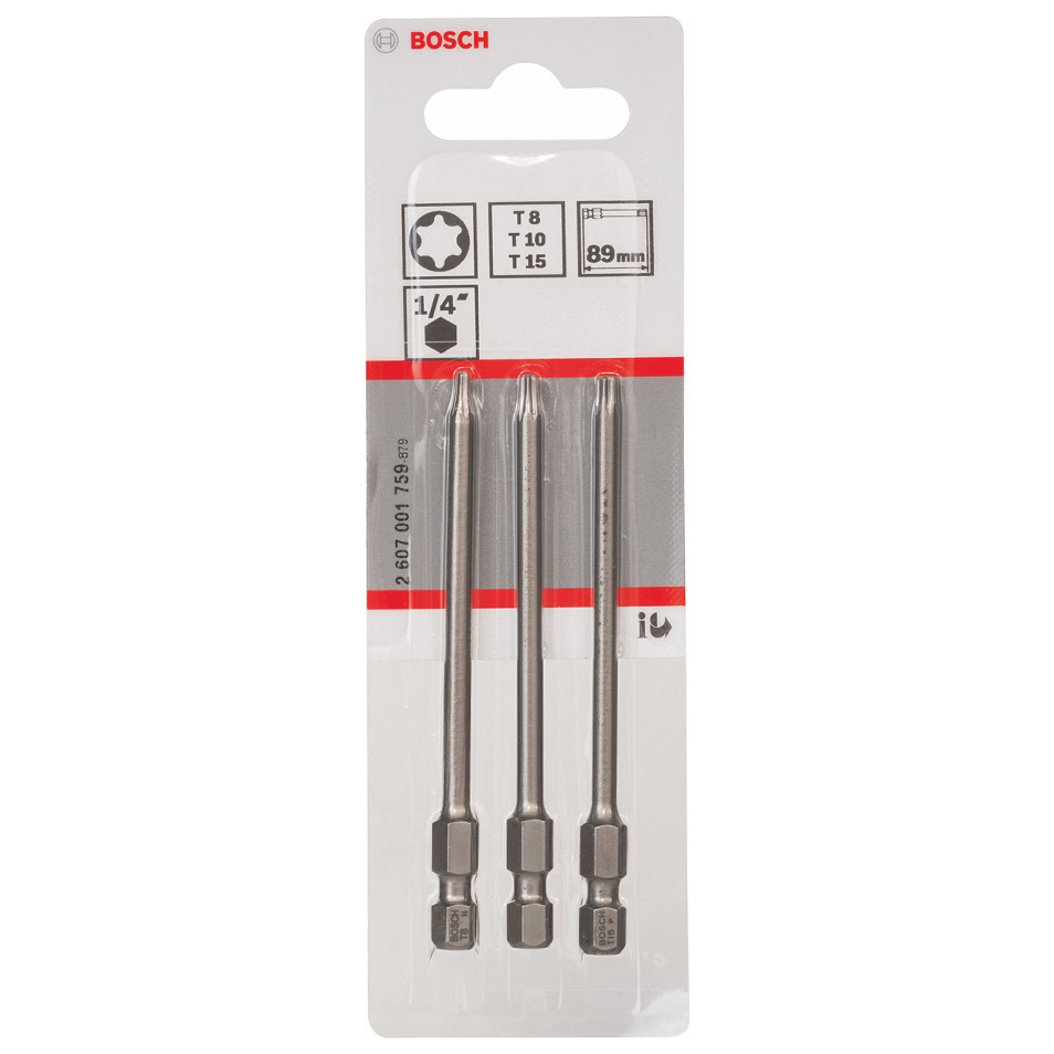 Bosch Extra Hard Torx Screwdriver Bits 89MM 3pcs (2607001759) | Bosch by KHM Megatools Corp.