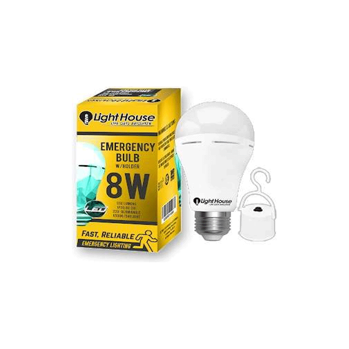 Lighthouse Emergency LED Bulb with Holder & Switch E27 (Rechargeable) | HS by KHM Megatools Corp.