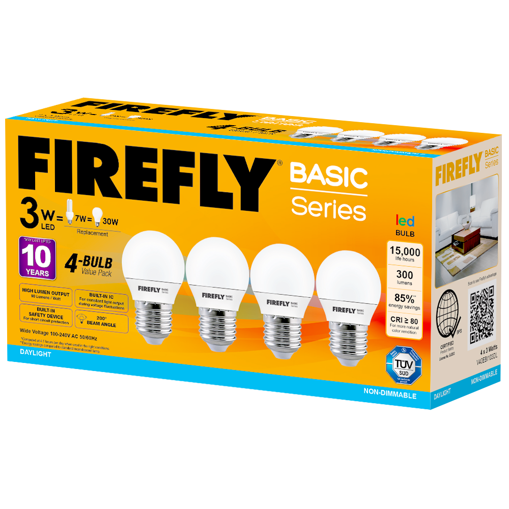 Firefly LED Indoor Lighting A-Bulbs 4-Bulb Value Pack | Firefly by KHM Megatools Corp.