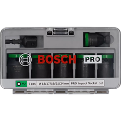 Bosch PRO Impact Socket Wrench 1/2" Drive Standard 7Pcs with 1/4" Adapter (2608003032) | Bosch by KHM Megatools Corp.