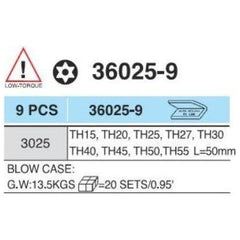 Hans 36025-9 3/8" Drive 9pcs Tamperproof Torx Bit Socket Wrench Set | Hans by KHM Megatools Corp.