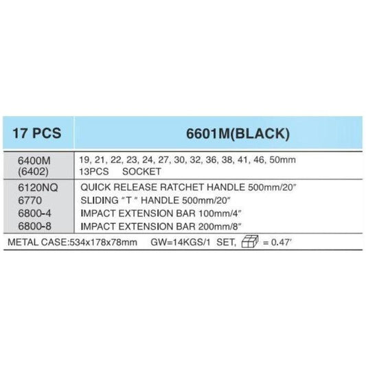 Hans 6601M 3/4" Drive 17pcs Impact Socket Wrench Set 19-50mm | Hans by KHM Megatools Corp.