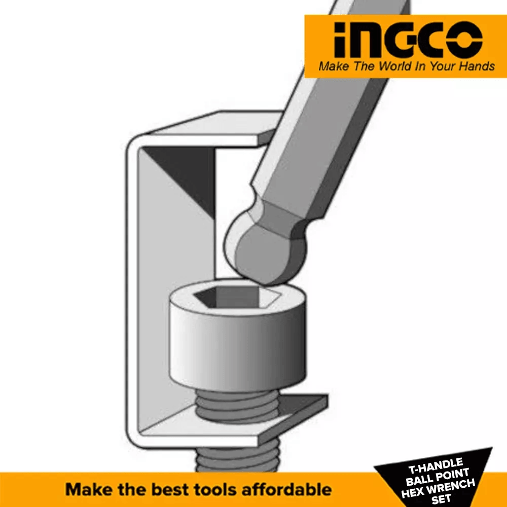 Ingco HHKT80828 8pcs Ball point Allen Key Wrench Set (T-Handle) - KHM Megatools Corp. Ingco HHKT80828 8pcs Ball point Allen Key Wrench Set (T-Handle) - KHM Megatools Corp.