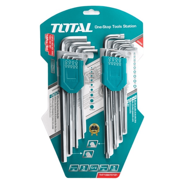 Total THT106KT0181 18pcs Hex & Torch Allen Wrench Key Set | Total by KHM Megatools Corp. Total THT106KT0181 18pcs Hex & Torch Allen Wrench Key Set | Total by KHM Megatools Corp.