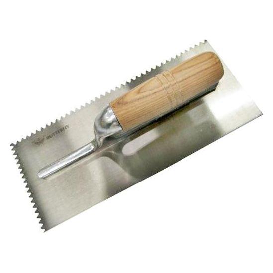 Butterfly #382 Plastering Trowel with Teeth Wood Handle | Butterfly by KHM Megatools Corp.