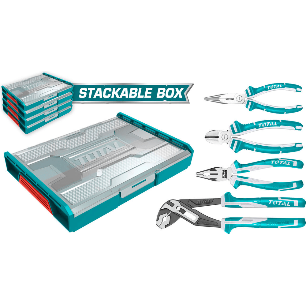 Total THKTV02P041 4pcs Pliers Set with Stackable Tool Box | Total by KHM Megatools Corp. Total THKTV02P041 4pcs Pliers Set with Stackable Tool Box | Total by KHM Megatools Corp.