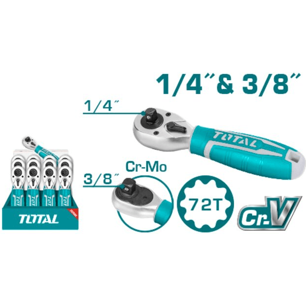Total THT1061438 Stubby Ratchet Handle 72t 1/4" Dr. - KHM Megatools Corp. Total THT1061438 Stubby Ratchet Handle 72t 1/4" Dr. - KHM Megatools Corp.