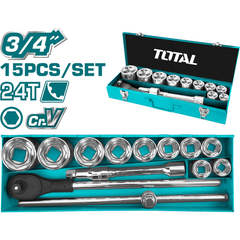 Total THT341151 15pcs 3/4" Drive Socket Wrench Set | Total by KHM Megatools Corp.