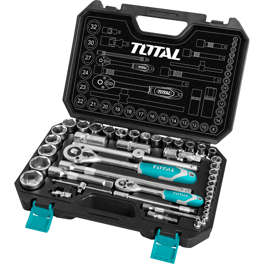 Total THT421441 44pcs Socket Wrench Set (1/4" and 1/2" Drive) | Total by KHM Megatools Corp.