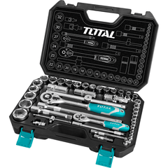 Total THT421441 44pcs Socket Wrench Set (1/4" and 1/2" Drive) | Total by KHM Megatools Corp.