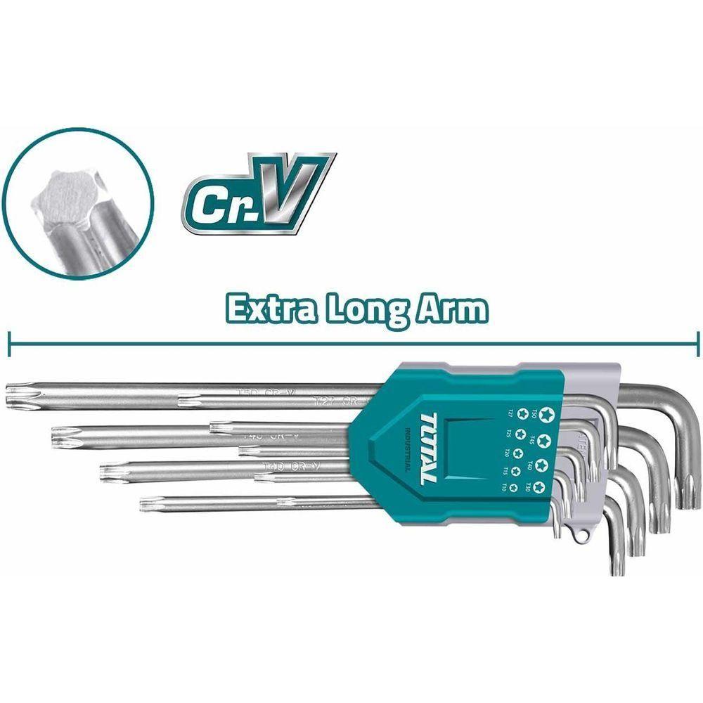 Total THT106391 9pcs Torx Allen Wrench Key Set Extra Long Arm - KHM Megatools Corp. Total THT106391 9pcs Torx Allen Wrench Key Set Extra Long Arm - KHM Megatools Corp.