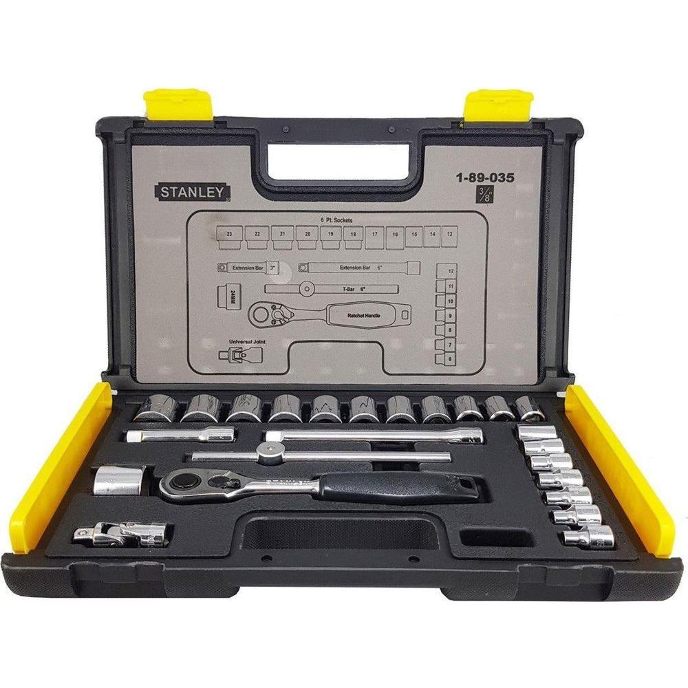 Stanley 89-035 3/8" Drive Socket Wrench Set 24pcs (6-24mm) 6pts - KHM Megatools Corp.