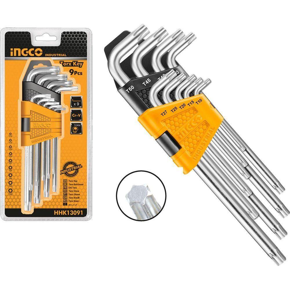 Ingco HHK13091 9pcs Torx Key Allen Wrench Set (Long Arm) - KHM Megatools Corp. Ingco HHK13091 9pcs Torx Key Allen Wrench Set (Long Arm) - KHM Megatools Corp.