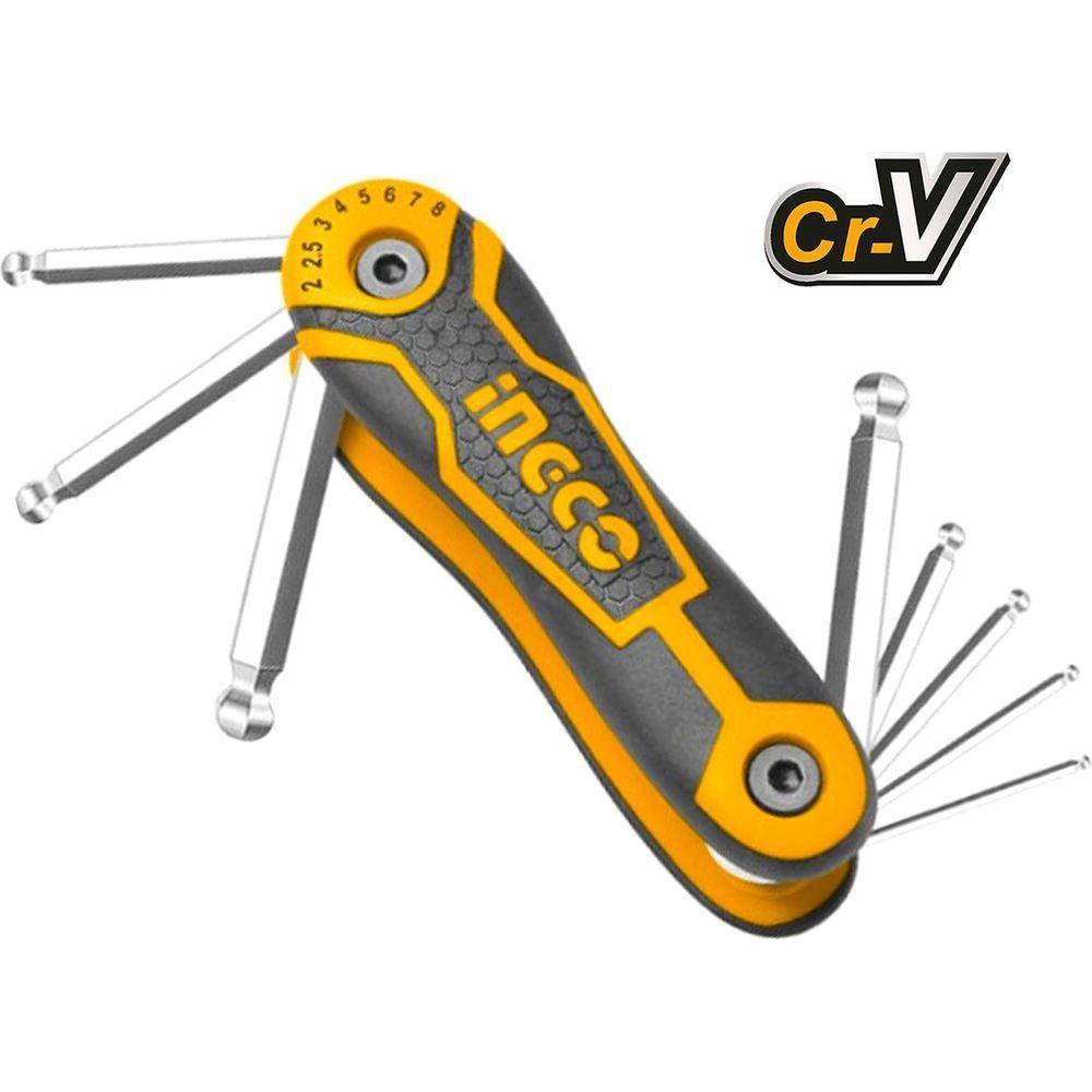 Ingco HHK14082 8pcs Foldable Ball point Hex Allen Key Wrench Set - KHM Megatools Corp. Ingco HHK14082 8pcs Foldable Ball point Hex Allen Key Wrench Set - KHM Megatools Corp.