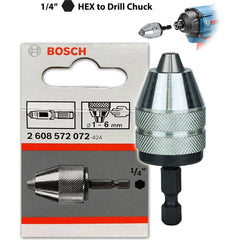 Bosch Keyless Drill Chuck Adapter for 1/4" Hex Shank (Convert Impact Driver to a Drill) [2608572072] | Bosch by KHM Megatools Corp.