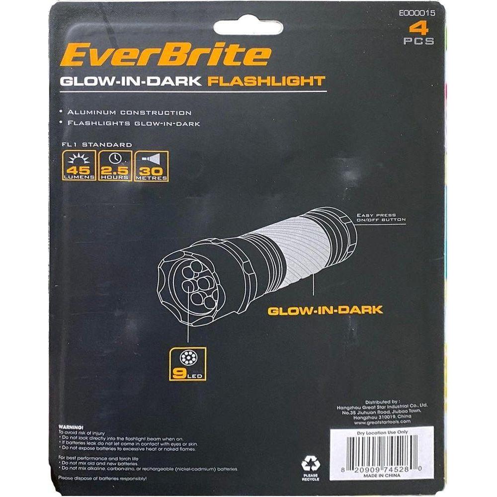 Everbrite E000015 4pcs Glow in the Dark Flashlight Set (45 lumens | 30 m) - KHM Megatools Corp. Everbrite E000015 4pcs Glow in the Dark Flashlight Set (45 lumens | 30 m) - KHM Megatools Corp.