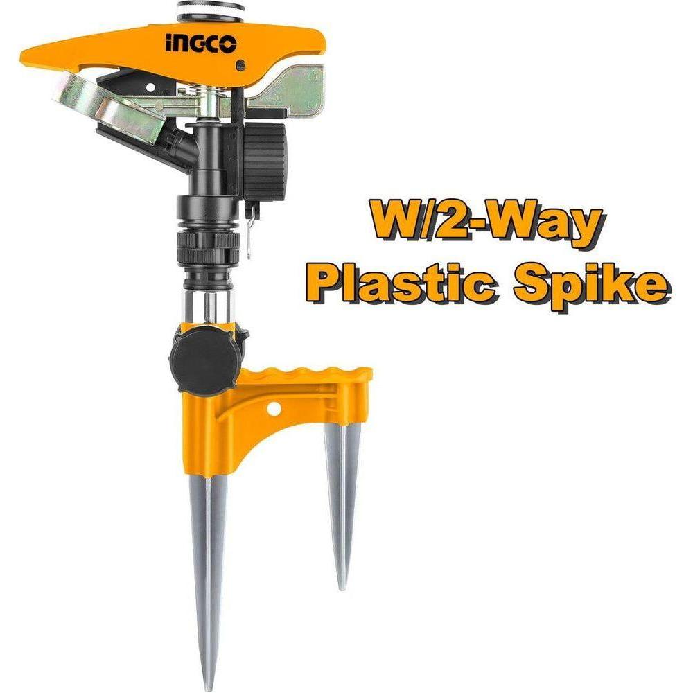 Ingco HPS0402 Pulsating Sprinkler 180° w/2-Way Metal Spike - KHM Megatools Corp. Ingco HPS0402 Pulsating Sprinkler 180° w/2-Way Metal Spike - KHM Megatools Corp.