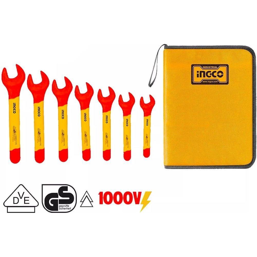 Ingco HKISPA0701 7pcs Insulated Open End Spanner Wrench Set 1000V - KHM Megatools Corp. Ingco HKISPA0701 7pcs Insulated Open End Spanner Wrench Set 1000V - KHM Megatools Corp.