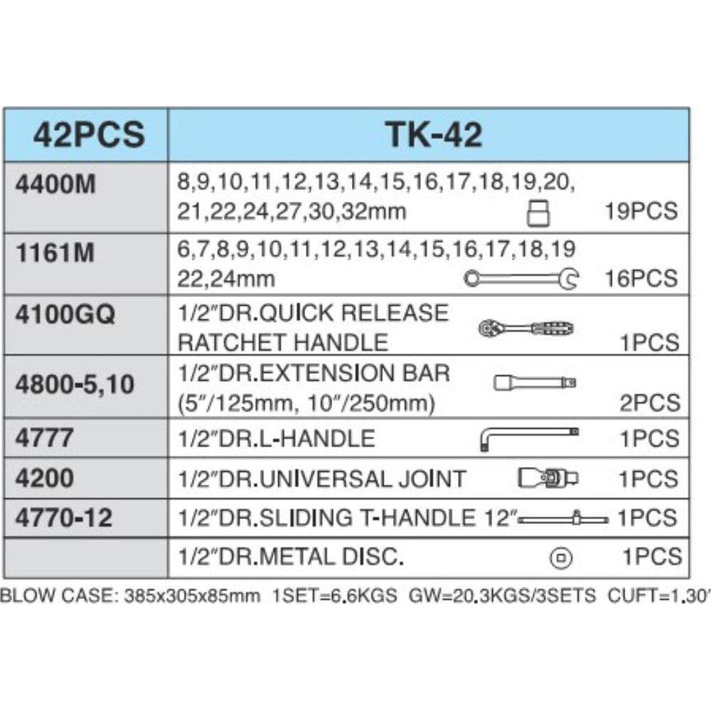 Hans TK-42 42pcs. Socket & Combination Wrench Set 1/2' Drive | Hans by KHM Megatools Corp. Hans TK-42 42pcs. Socket & Combination Wrench Set 1/2' Drive | Hans by KHM Megatools Corp.