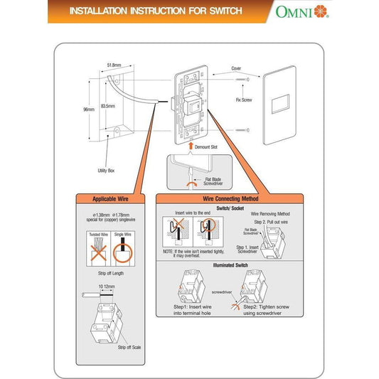 Omni WWS-214 1-Way Illuminated Switch 16A (Wide Series) | Omni by KHM Megatools Corp.