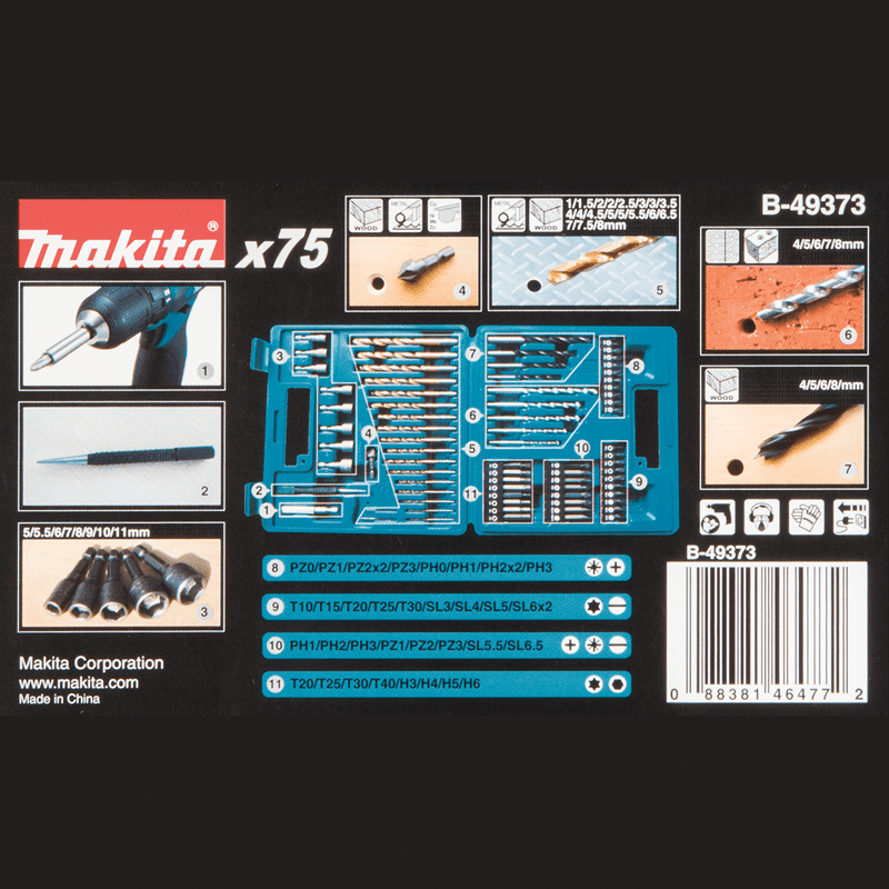 Makita B-49373 75 Pc. Metric Drill and Screw Bit Set - Goldpeak Tools PH Makita Makita B-49373 75 Pc. Metric Drill and Screw Bit Set - Goldpeak Tools PH Makita