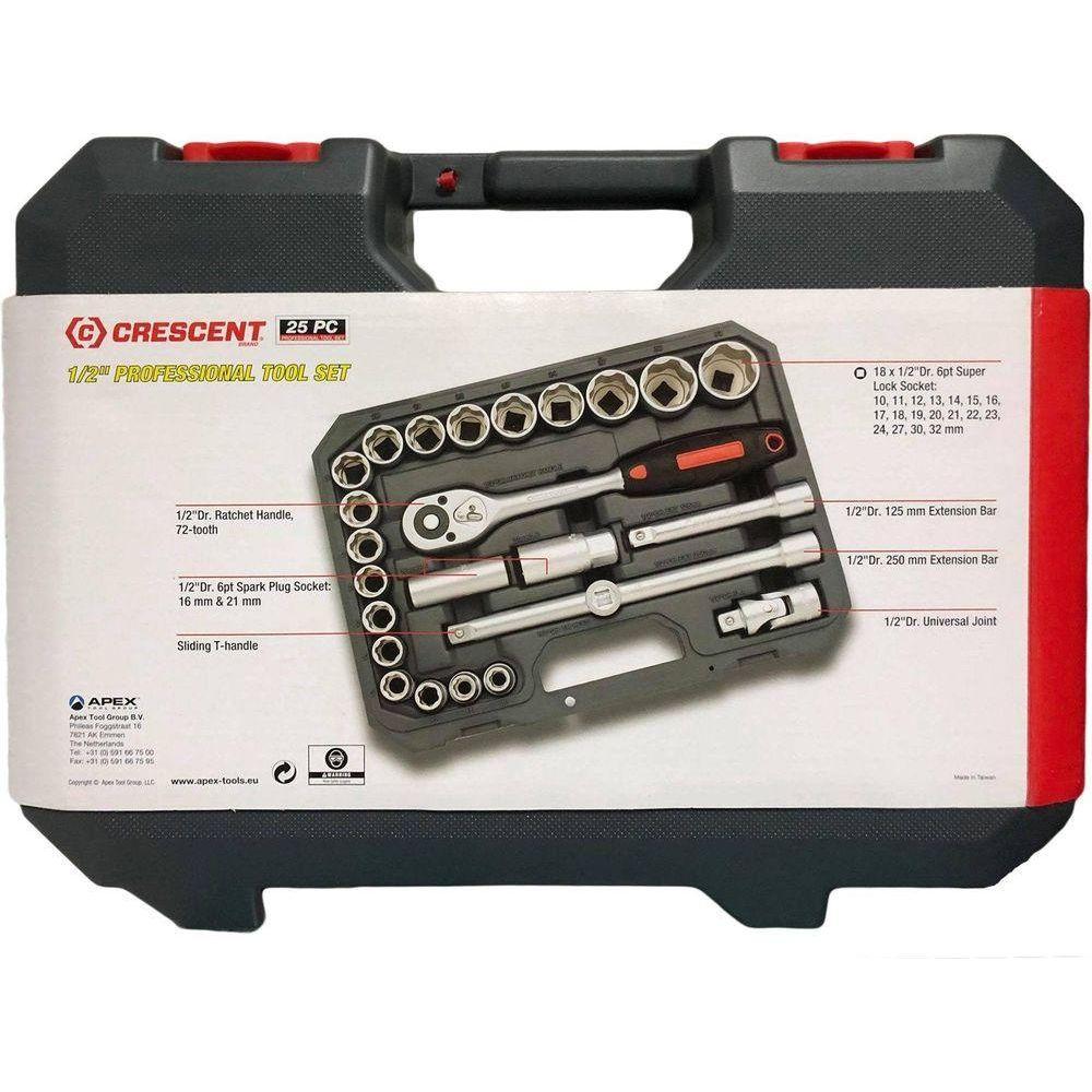 Crescent CTK25NEU 25 Piece 1/2" Drive Mechanics Socket Wrench Set - Goldpeak Tools PH Crescent Crescent CTK25NEU 25 Piece 1/2" Drive Mechanics Socket Wrench Set - Goldpeak Tools PH Crescent