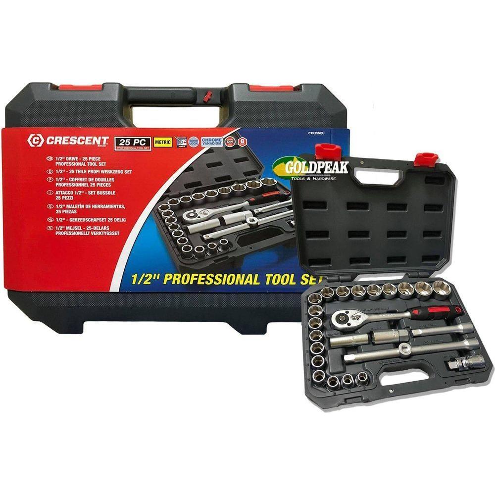 Crescent CTK25NEU 25 Piece 1/2" Drive Mechanics Socket Wrench Set - Goldpeak Tools PH Crescent Crescent CTK25NEU 25 Piece 1/2" Drive Mechanics Socket Wrench Set - Goldpeak Tools PH Crescent