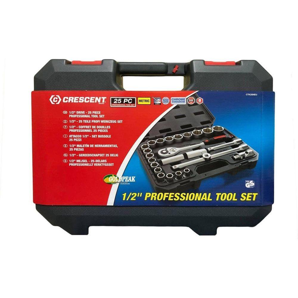 Crescent CTK25NEU 25 Piece 1/2" Drive Mechanics Socket Wrench Set - Goldpeak Tools PH Crescent Crescent CTK25NEU 25 Piece 1/2" Drive Mechanics Socket Wrench Set - Goldpeak Tools PH Crescent