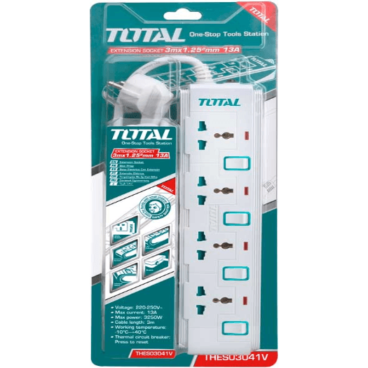 Total THES03041V Extension Cord Set (4 Sockets) - Goldpeak Tools PH Total Total THES03041V Extension Cord Set (4 Sockets) - Goldpeak Tools PH Total