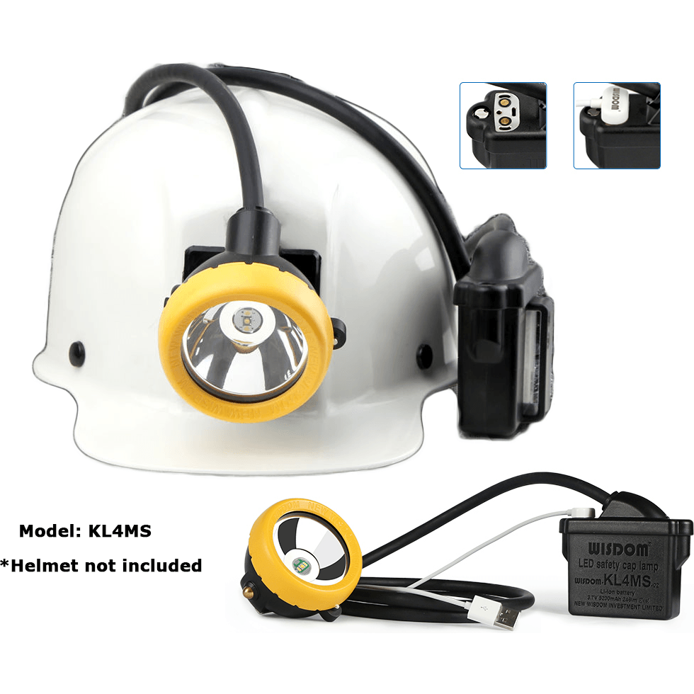 Wisdom KL4MS Miner's LED Cap Corded Mining Lamp Head Light (with USB