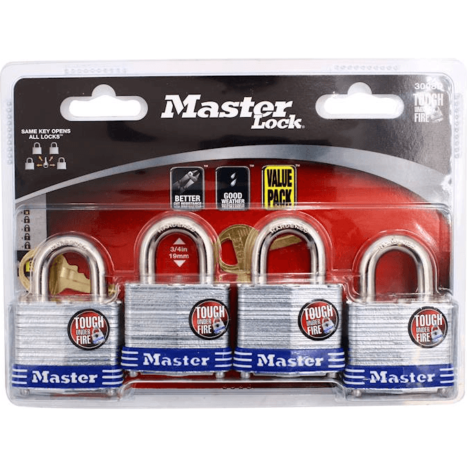 MasterLock 3008D Laminated Steel Padlock 4pcs (Key Alike) | Masterlock by KHM Megatools Corp.