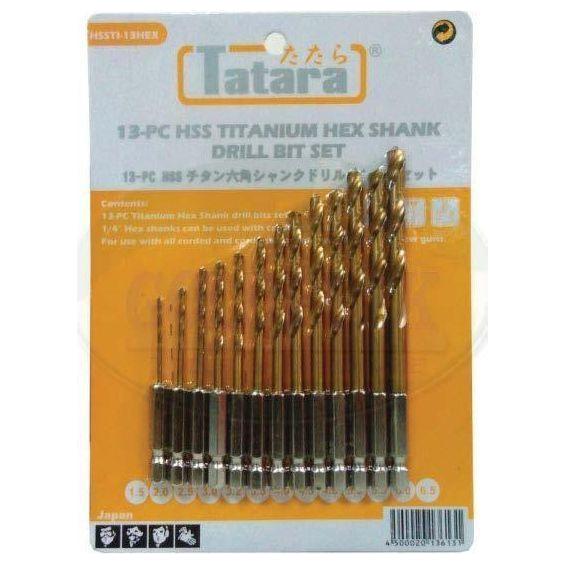 Tatara HSSTI-13HEX Titanium Hex Shank Drill Bit Set - Goldpeak Tools PH Tatara Tatara HSSTI-13HEX Titanium Hex Shank Drill Bit Set - Goldpeak Tools PH Tatara